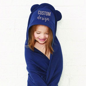 Custom Cloth Hooded Towel with Ears | Kid&#39;s Towel | Personalized Cotton/Poly Towel | Heat Vinyl | Custom Printing | Customized Towel
