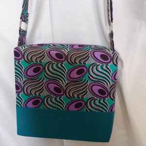 Umhängetasche, Schultertasche, kleine Crossbody-Tasche, kleine kastenförmige Tasche, Geschenk für sie, lila, petrol und grau
