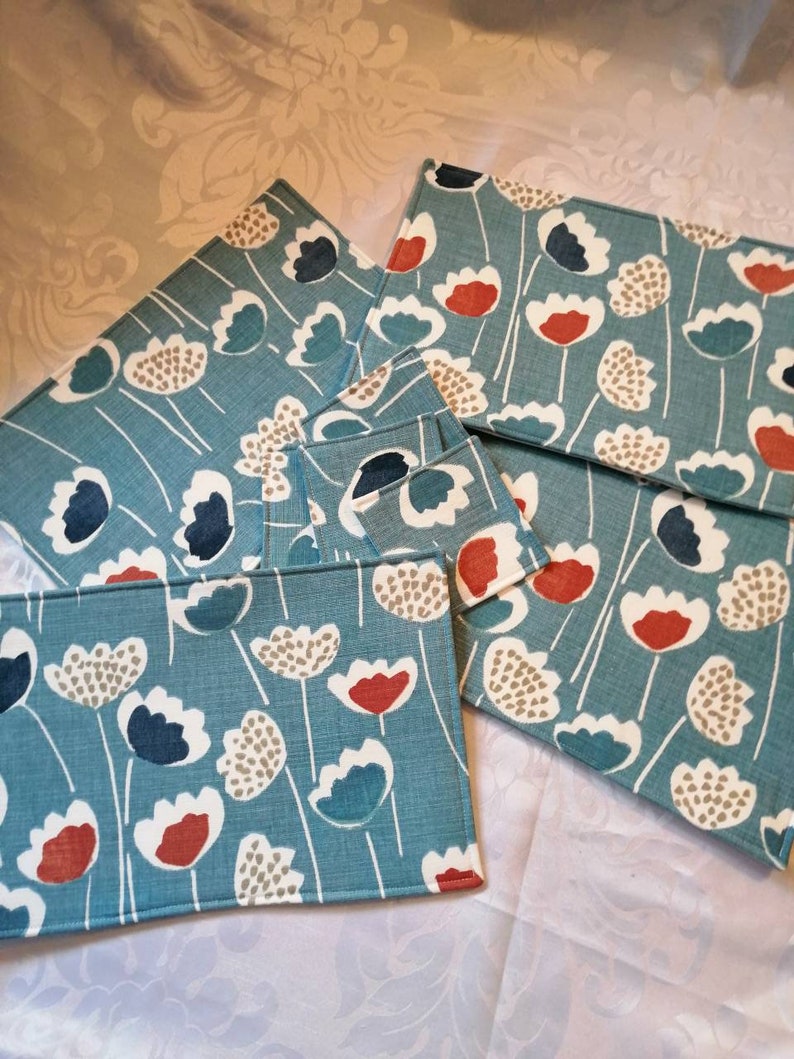 Table Placemats and Coasters. Pretty and Colourful Flowers on Etsy UK