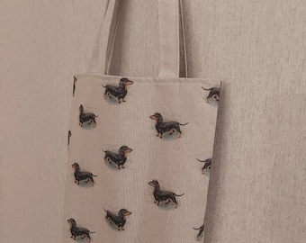 Daschund Fabric Tote Bag. Daschund dog Gift. Large Tote. Reusable Shopping Bag