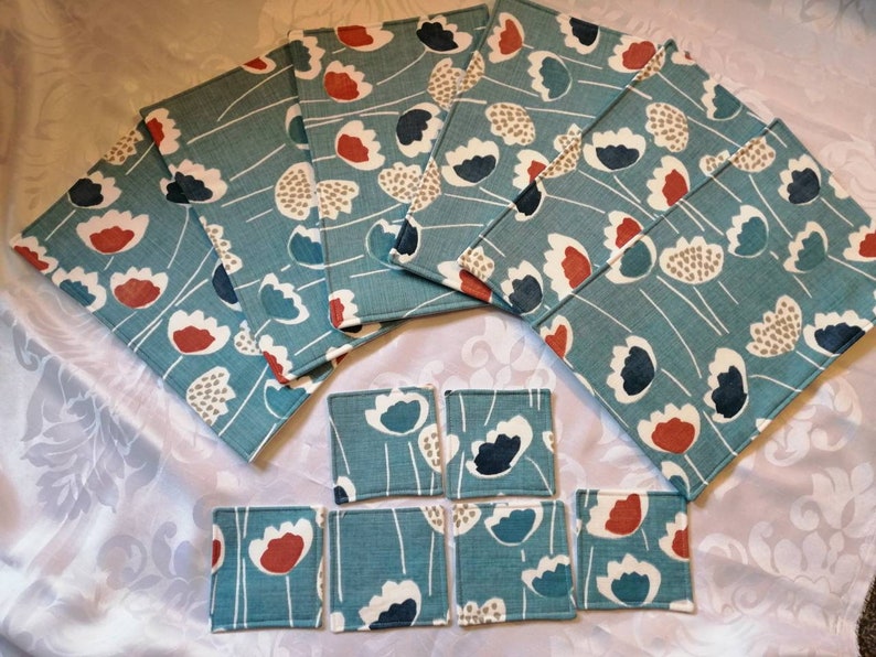 Table Placemats and Coasters. Pretty and Colourful Flowers on Etsy UK
