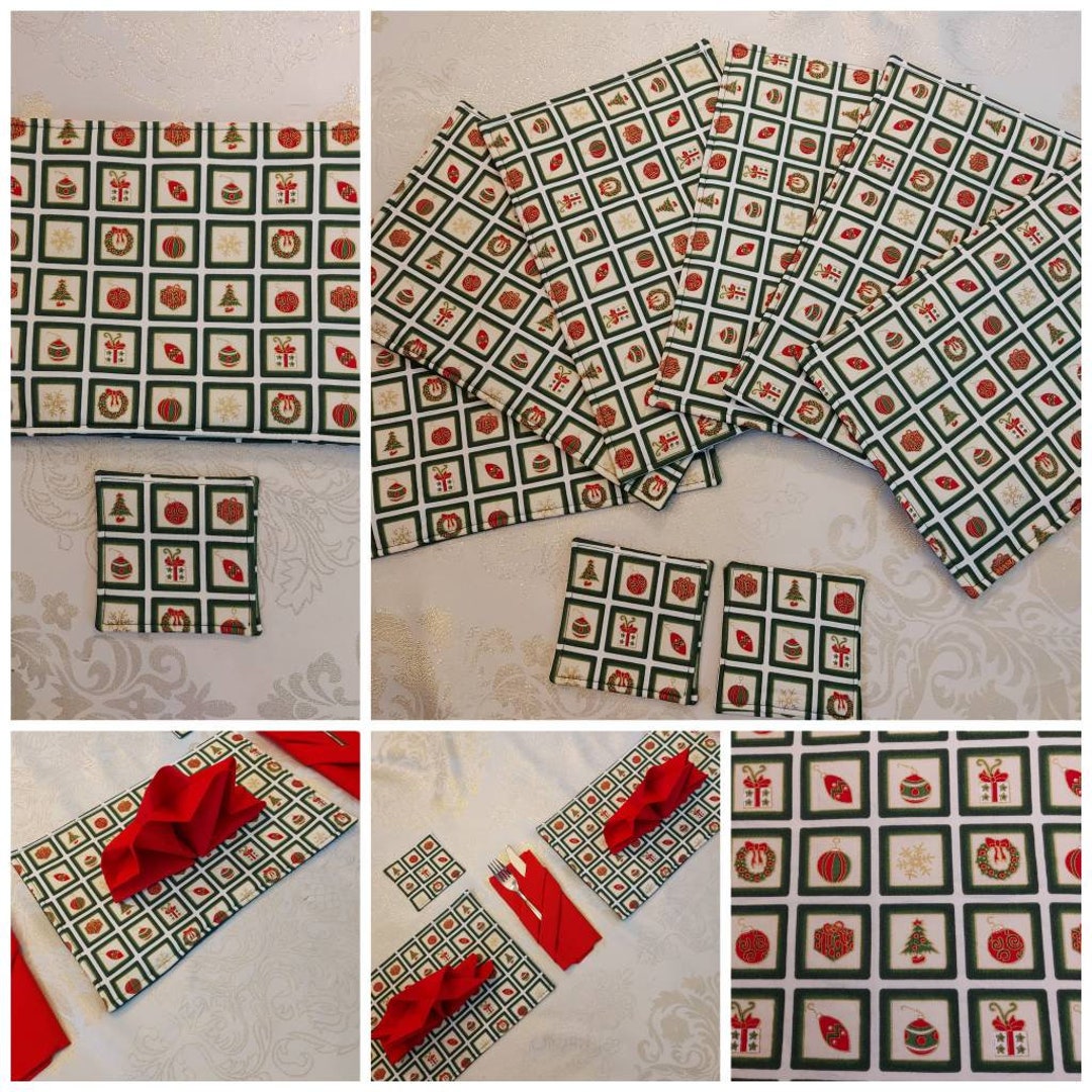 Christmas Table Mats and Coasters Christmas Place Settings Holiday Mats