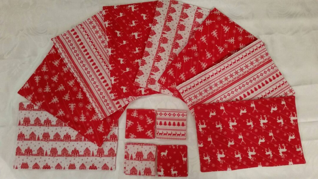Christmas Placemats and Coasters Bright Red/white Scandinavian Designs