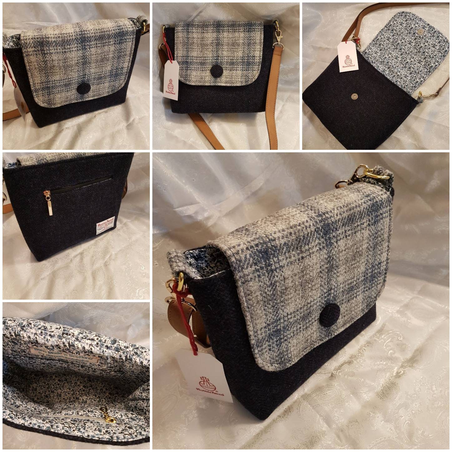 grey tweed handbag