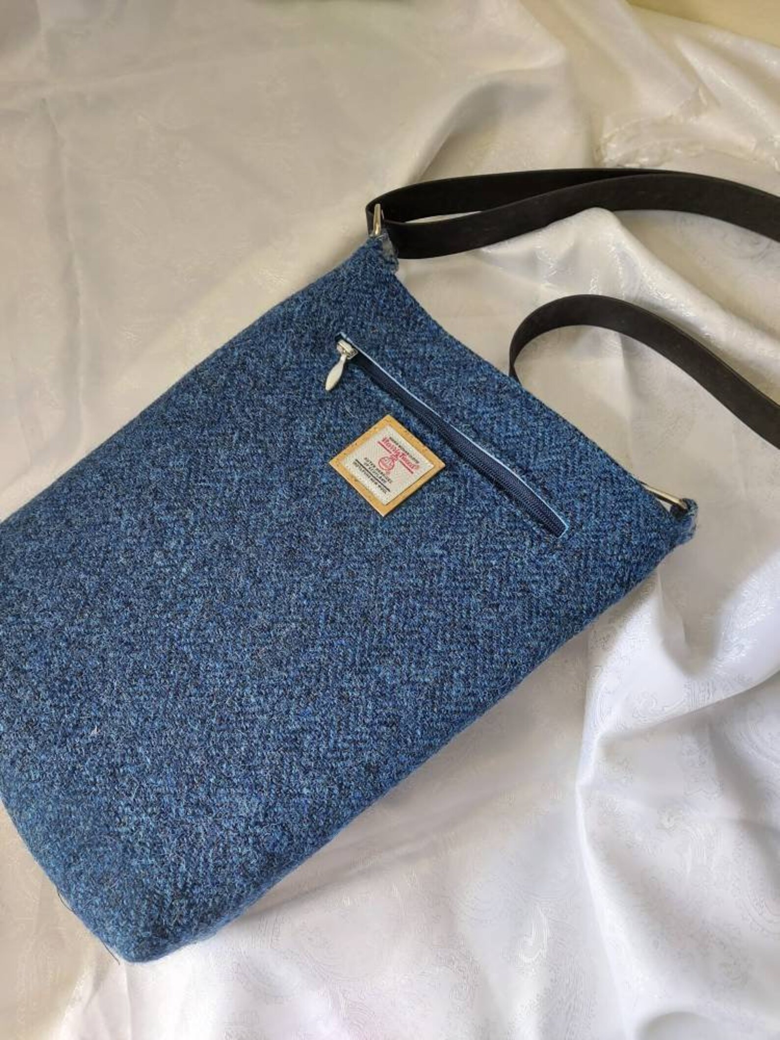 The Melrose Crossbody - Navy Over-Check Harris Tweed®