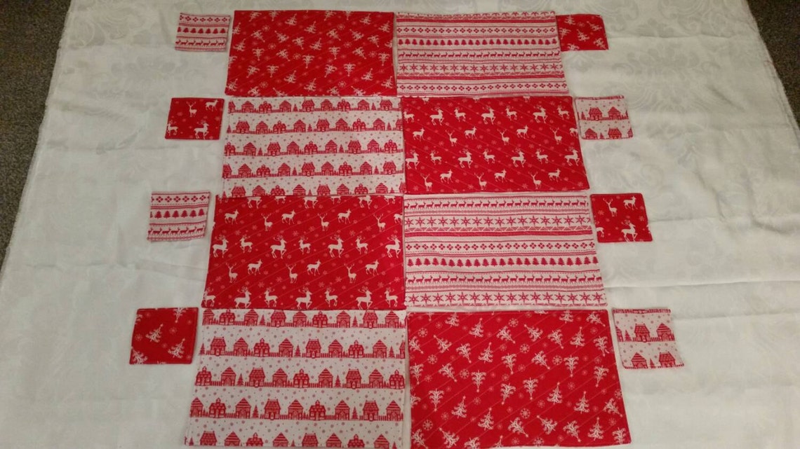 Christmas Placemats and Coasters Bright Red/white Etsy UK