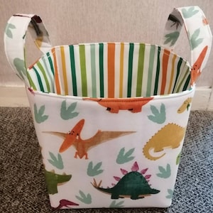 Large Fabric Storage Basket with colourful Dinosaurs