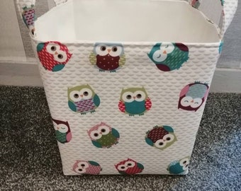 Fabric Storage Basket-Childrens Storage-Toy Storage-Nursery Storage-Fryettes Multi Coloured Owls-Toy Basket-Laundry Basket- Baby Gift