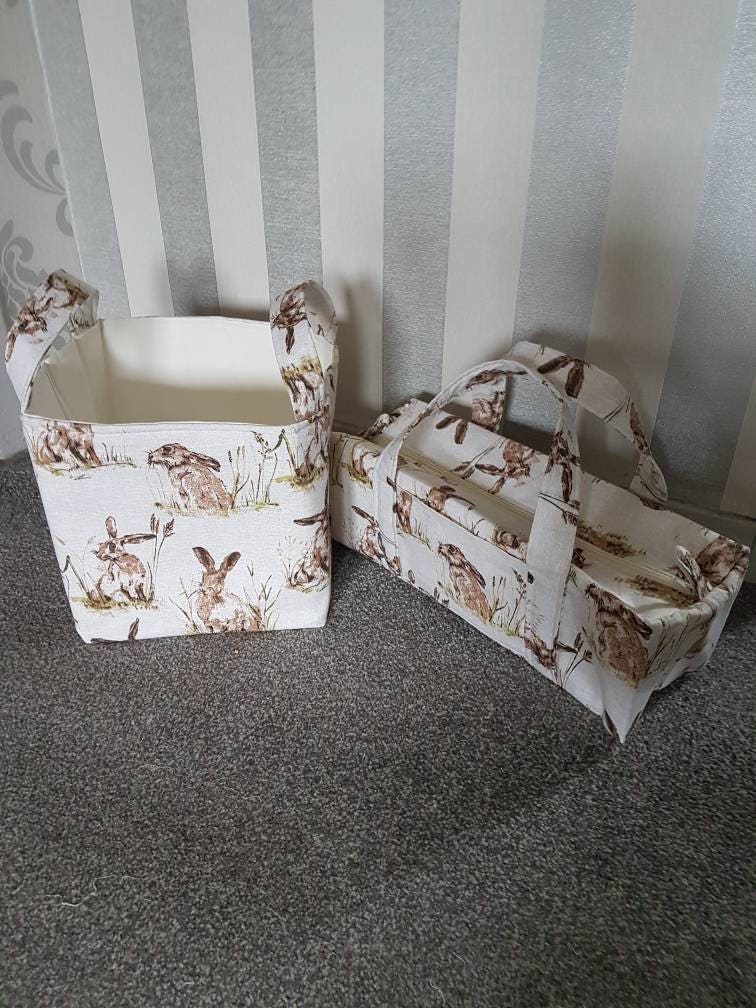 Large Knitting Bag and Matching Storage Basket. Countryside Etsy