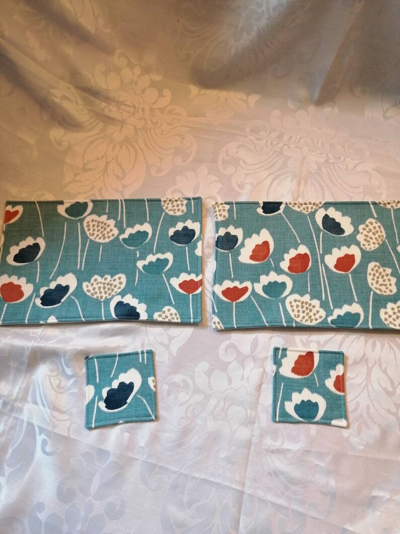 Table Placemats and Coasters. Pretty and Colourful Flowers on Etsy UK