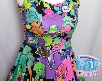 Splatoon inspiriert Kleid Splatoon Skater Kleid Inkling Kleid Tintenfisch Kid Nintendo Printed Rock * MADE 2 ORDER * Sz XS bis 3XL