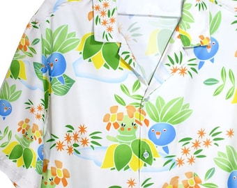 Concierge Cosplay Haru Oddish Button Up Bellossom Vacation Monster Hawaiian Shirt Adult Kids Sizes Through 5XL Kireihana Nazonokusa