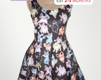 Eeveelution Dress Pokemon Inspired Eevee Skater Dress Eeveelutions Dress Nintendo*MADE 2 ORDER* Sz XS through 5XL