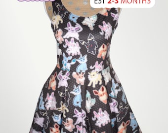 Vestido Eeveelution Pokemon inspirado Eevee Skater Vestido Eeveelutions Vestido Nintendo*HECHO 2 PEDIDO* Sz XS a 5XL