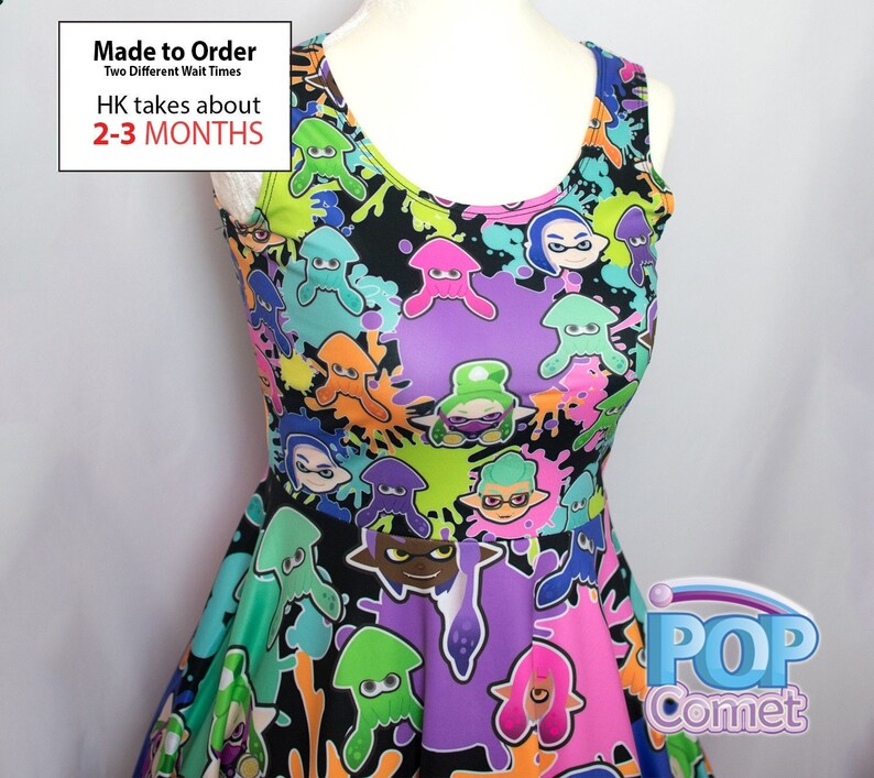 Splatoon Inspired Dress Splatoon Skater Dress Inkling Dress Etsy