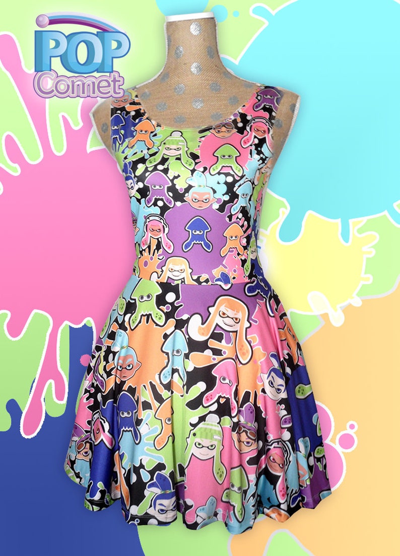 Splatoon Inspired Dress Splatoon Skater Dress Inkling Dress Etsy