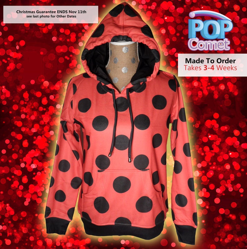 Miraculous Ladybug Inspired Hoodie Miraculous Ladybug Jacket Women Kids Mens Sizes Mto Made 2 Order