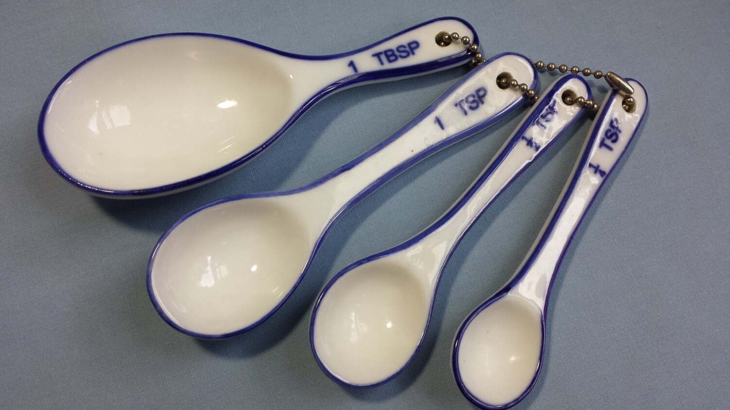 Ceramic Measuring Spoons Vintage Blue and White Measuring Etsy