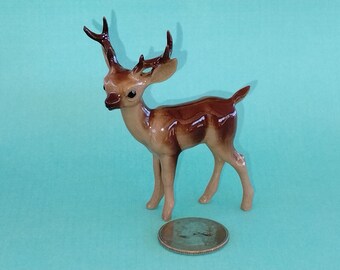 Vintage Deer Figurine Hand Painted Fine Porcelain By Hagen Renaker