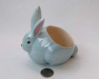 10% Off Listed Price - Vintage Rabbit Figurine Light Blue Cotton Ball Holder Jewelry Holder. #6