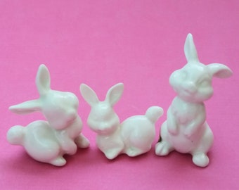 Vintage Rabbit Figurines Porcelain By OMC Japan