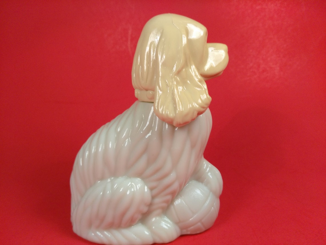Vintage Avon Dog Perfume Bottle Lady Spanie Dog Milk Glass Etsy