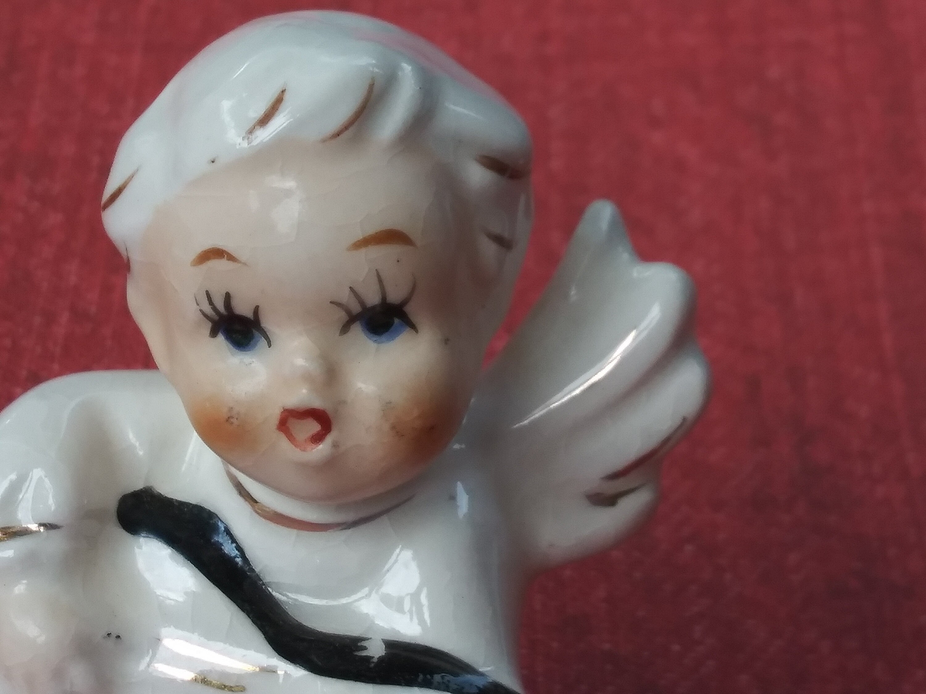 Vintage Angel Figurine Porcelain Angel Real Gold Accents by Etsy