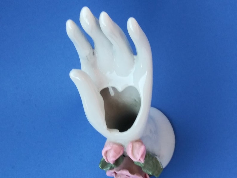 U Vintage Ring Holder Porcelain Hand Vase