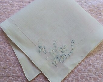 Vintage Hankie Something Blue Wedding Hankie. F