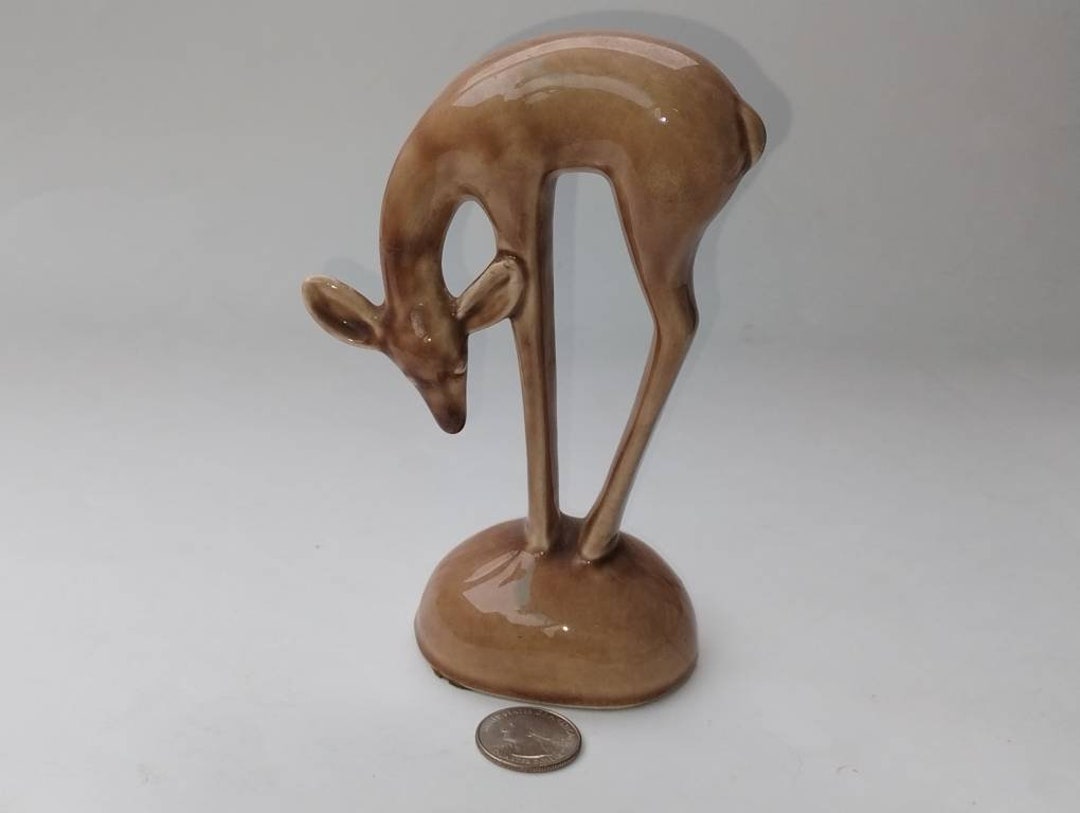 Vintage Deer Figurine Mid Century Modern Pottery by Roselane Etsy
