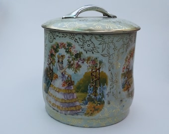 Vintage Tin Canister Large Romantic Southern Bell Tin. #1