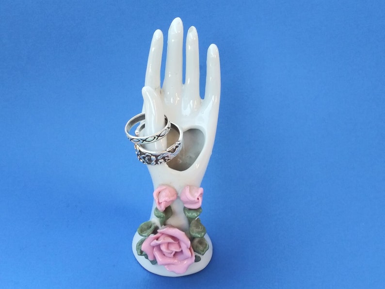 U Vintage Ring Holder Porcelain Hand Vase