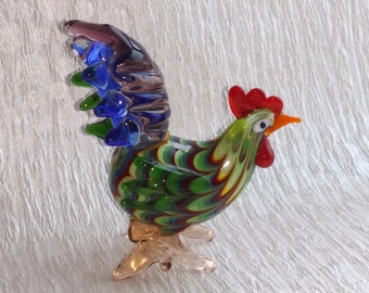 Miniature Hand Blown Glass Yellow and Red Hen Chicken Figurine 1.25/" Long New!