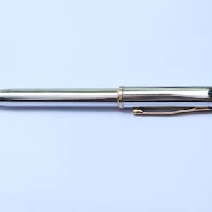 Vintage Cross Century II Ballpoint Pen Metal chrome body Gold Trim USA