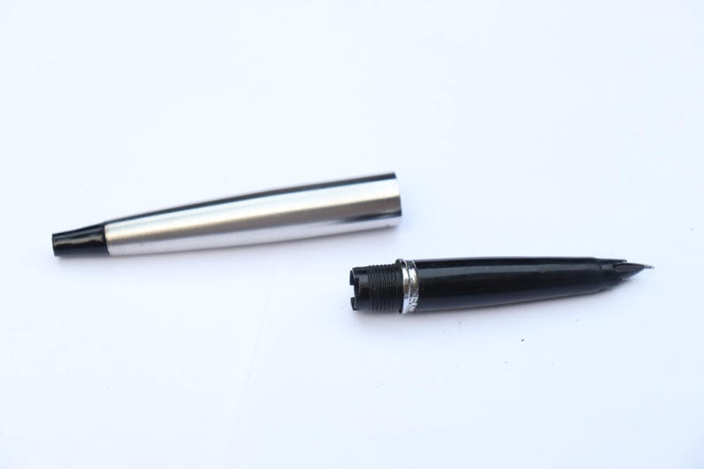 Vintage Parker 45 Flighter Fountain Pen Full Metal Brushed Chrome Body ...