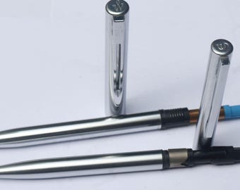Vintage 2 Waterman Kugelschreiber Metall gebürstet Körper Frankreich
