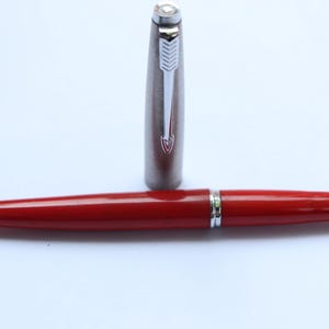 Vintage Parker 45 Fountain Pen Red Plastic body Fine steel Nib SA