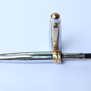 Cross Bailey Ballpoint Pen Metal chrome body Golden Trim