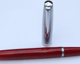 Vintage Warner Fountain Pen Red Plastic body Squeeze Ink filler India