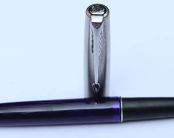 Parker Frontier Fountain Pen Transparent blue body Slider piston converter