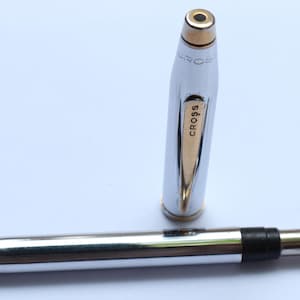 Vintage Cross Century II Ballpoint Pen Metal chrome body Golden Trim