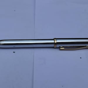 Vintage Cross Century II Ballpoint Pen Metal chrome body Golden Trim USA