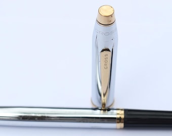 Vintage Cross Century II Fountain Pen Metal chrome body Gold trim Medium NIb