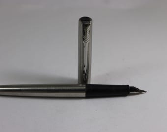 Stylo Plume Parker Vintage Gris Inox - Ancien Modèle Rétro En Bon état