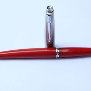 Vintage Parker 45 Fountain Pen Red Plastic body Fine steel Nib USA