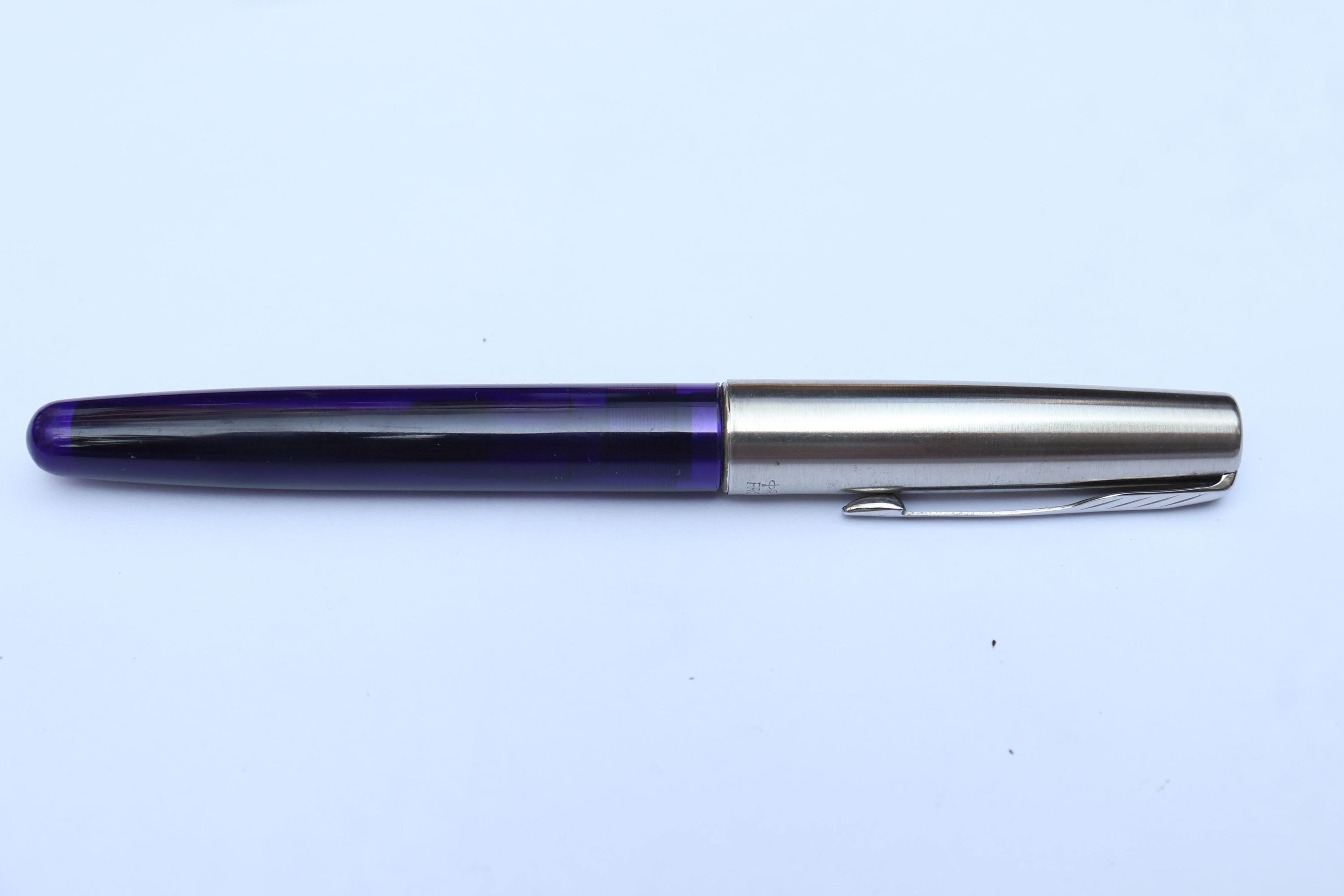 パーカー フロンティア 万年筆 透明ブルーボディ スライダーピストン