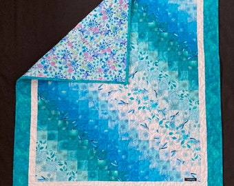 Aqua Nursery Decor or Lap Quilt! with Teal/ Delight with Dragonflies/Baby Girl/ Maybe Elderly Comfort/Toddler Snuggles