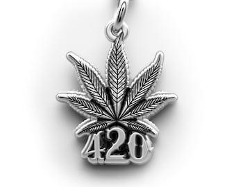 Pot leaf 420 necklace pewter