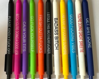 11 bolígrafos divertidos con palabrotas, ideales para regalo de amigo invisible. Un artículo de broma original para la oficina.