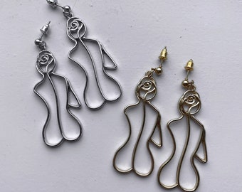 Female women woman body form Earrings Gold Silver colour // valentines gift for girlfriend // romantic lesbian